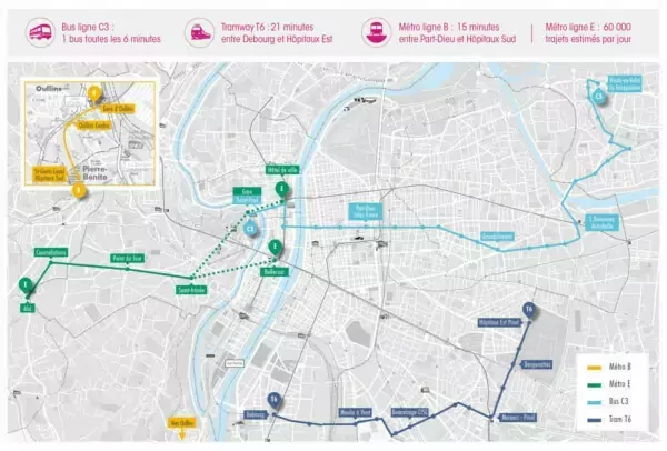 Carte des nouvelles lignes TCL à Lyon - Le Plan Immobilier