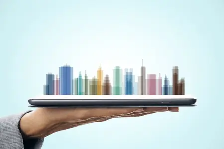 Tablette numérique portative avec ville intelligente avec services intelligents et Icones.