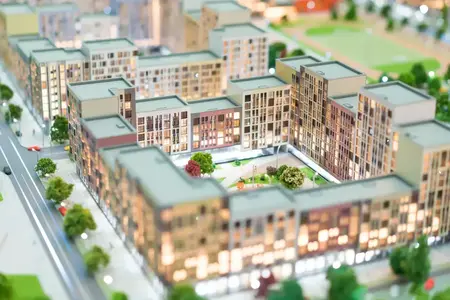 Maquette architecturale détaillée d'une zone résidentielle