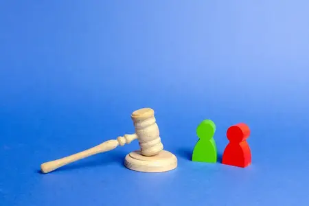 Deux figures d'opposants se tiennent près du juge