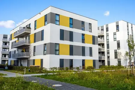 Zone résidentielle avec immeubles d'appartements modernes