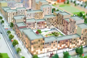 Maquette architecturale détaillée d'une zone résidentielle
