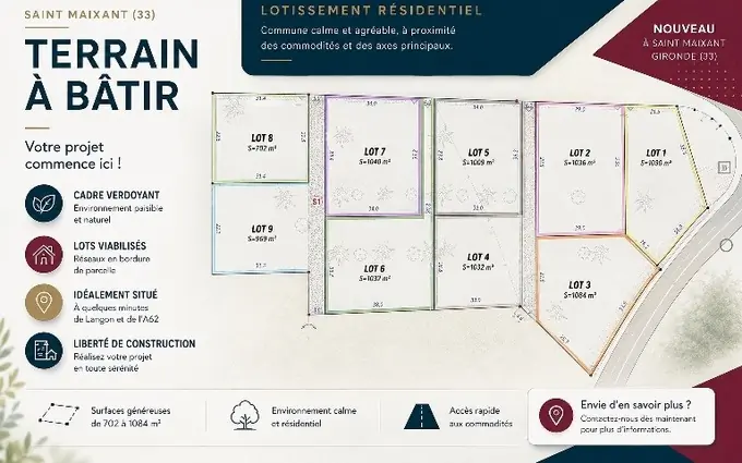 Programme immobilier neuf Terrain à partir de 1030m² à Saint-Maixant à Saint-Maixant (33490)